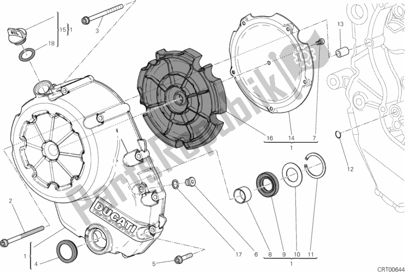 All parts for the Clutch Cover of the Ducati Diavel FL USA 1200 2018